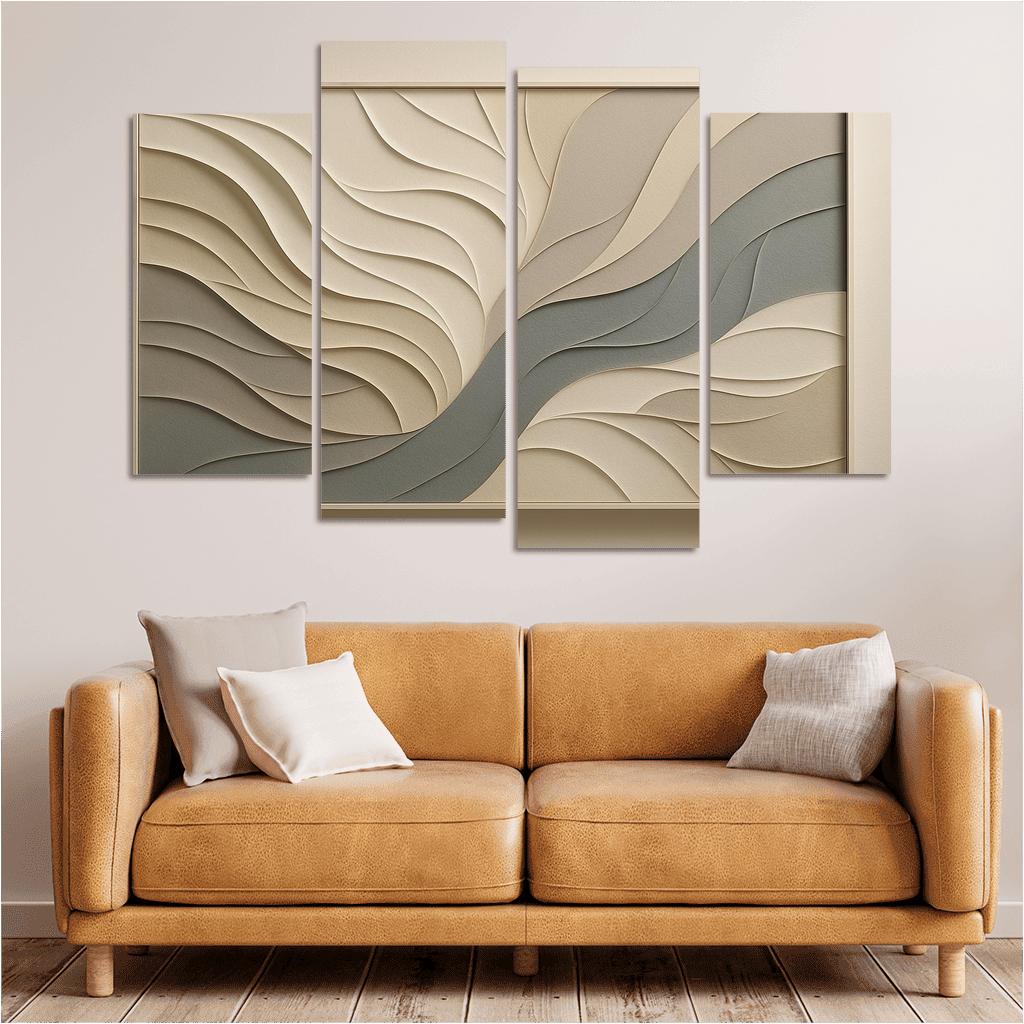 Layered Shadow Paper Relief Wall Panel one-piece frames