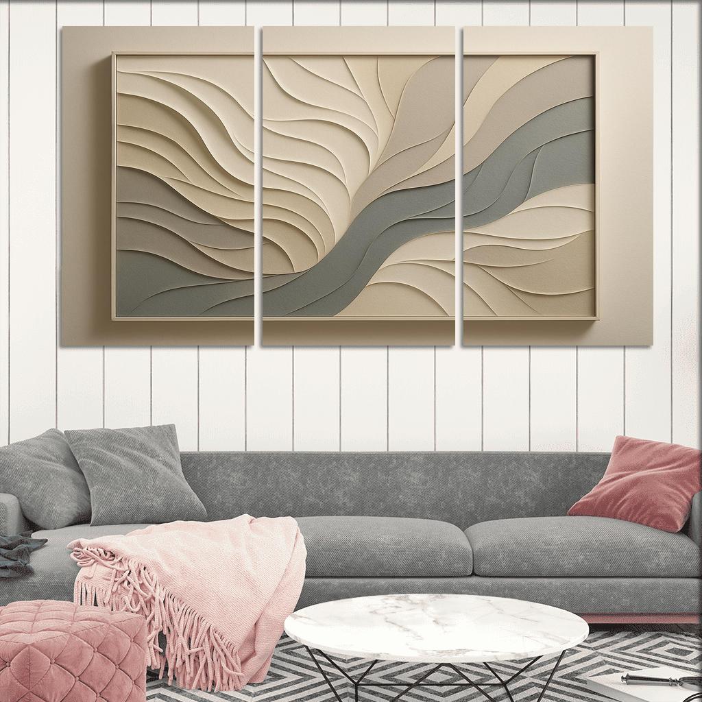 Layered Shadow Paper Relief Wall Panel one-piece frames