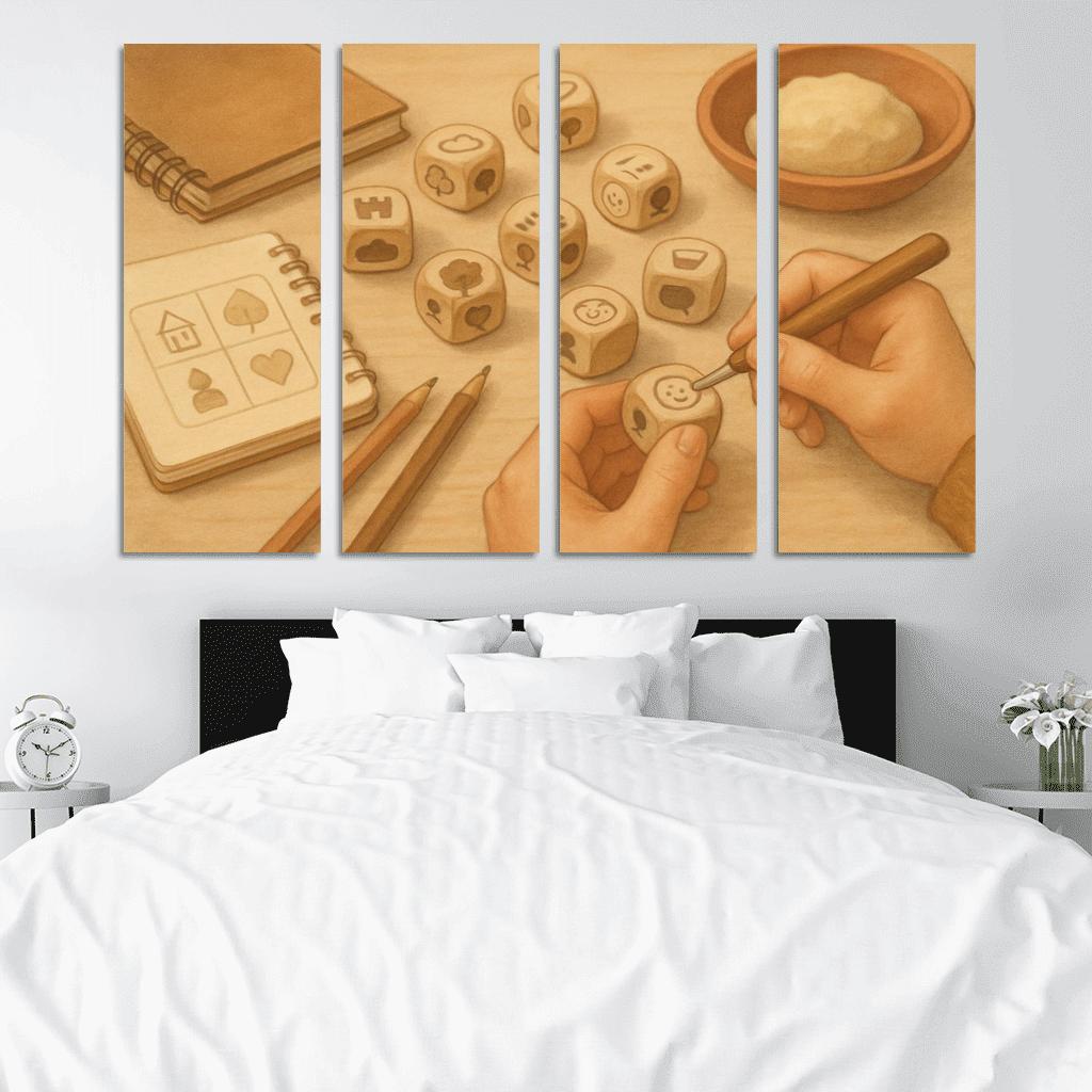 Handcrafted Story Dice Design abstract paintings frame
