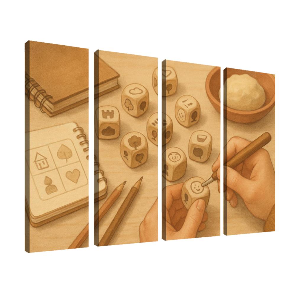 Handcrafted Story Dice Design abstract paintings frame