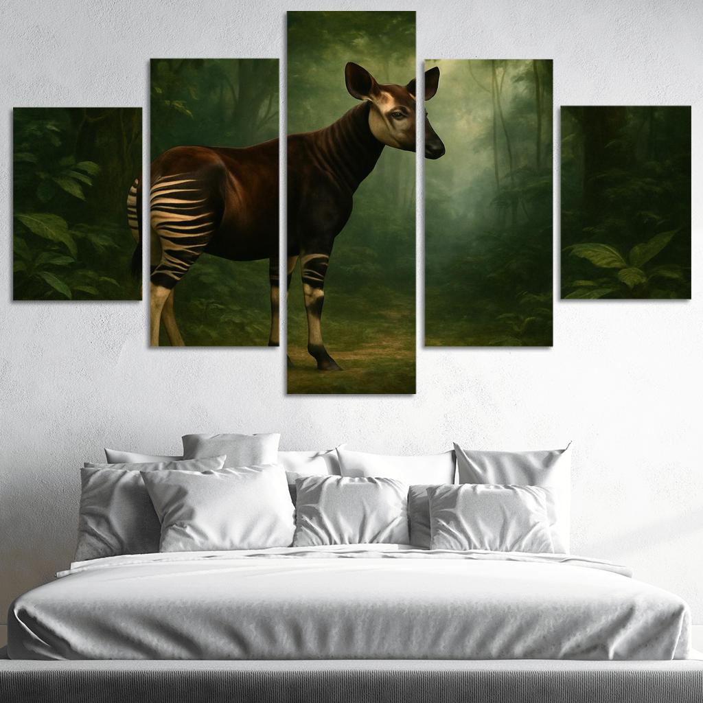 The Secretive Okapi In A Rainforest Clearing multi-panel paintings