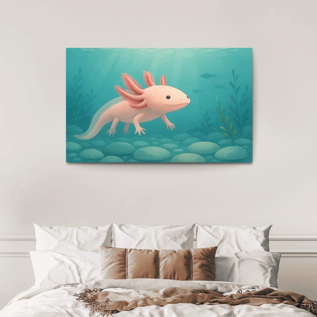 The Curious Axolotl In A Crystal Clear Lake decor
