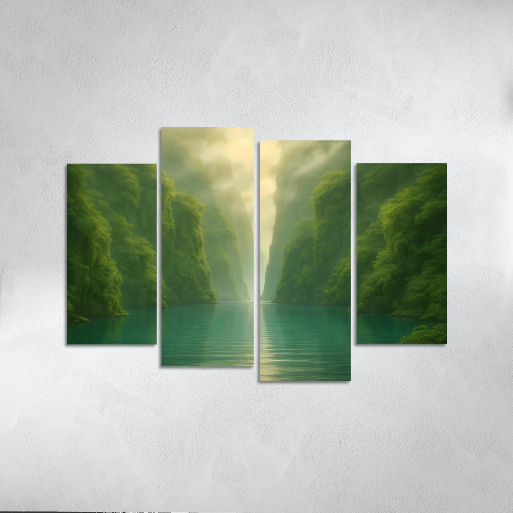 Hidden Lagoon Beneath The Jade Cliffs oil paintings frame