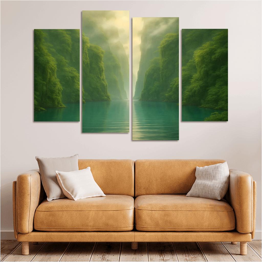 Hidden Lagoon Beneath The Jade Cliffs oil paintings frame