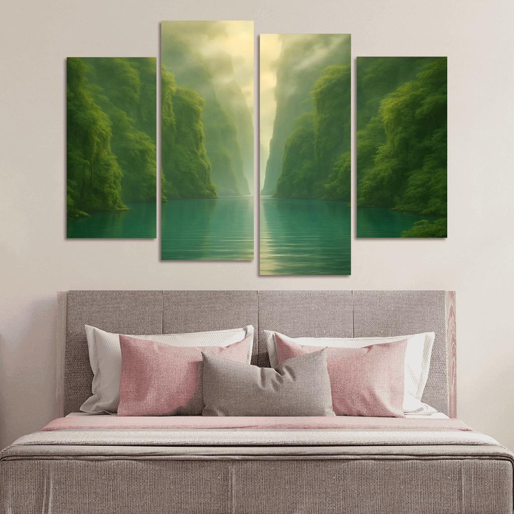 Hidden Lagoon Beneath The Jade Cliffs oil paintings frame