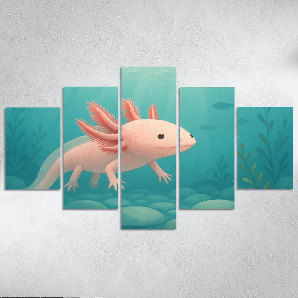 The Curious Axolotl In A Crystal Clear Lake decor