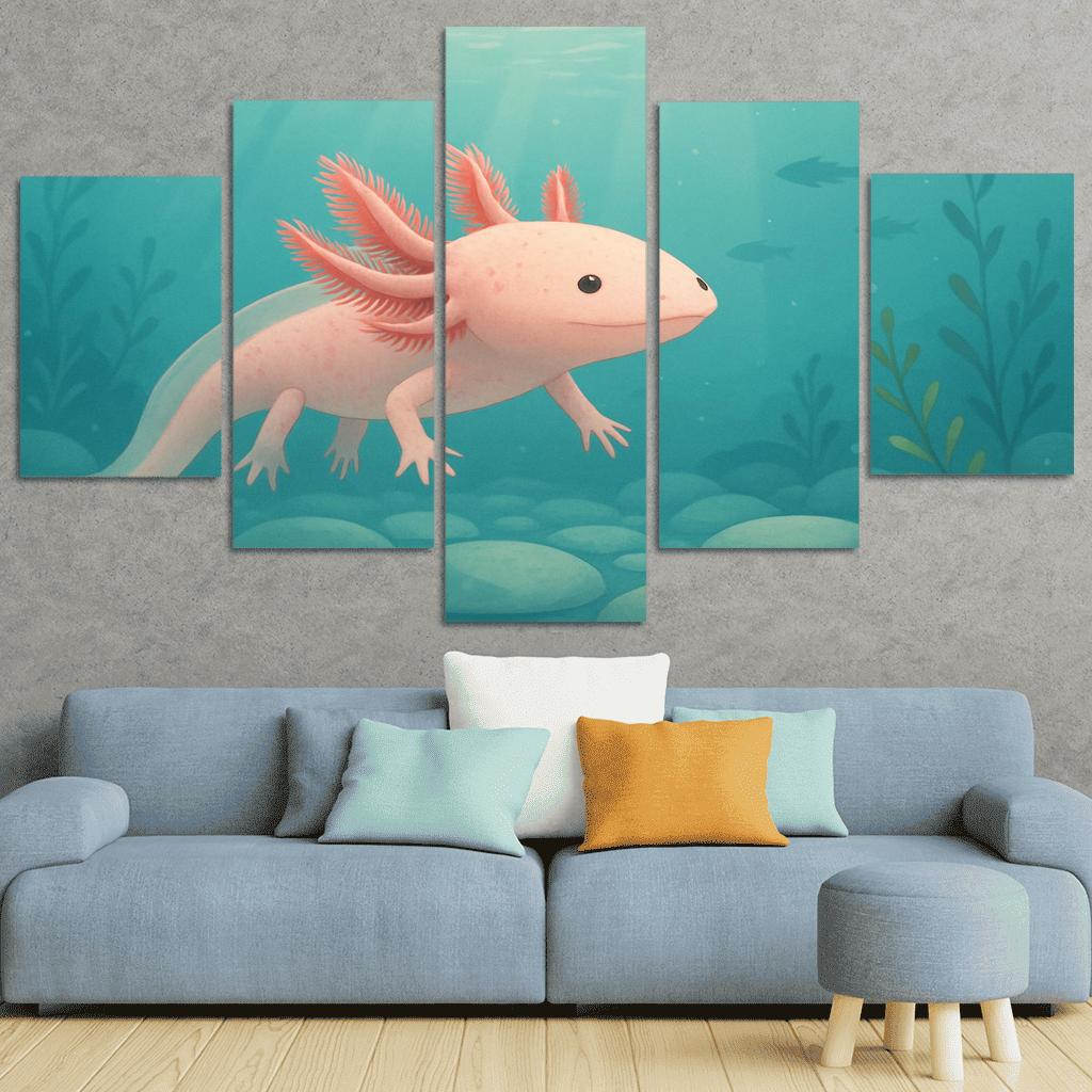 The Curious Axolotl In A Crystal Clear Lake decor