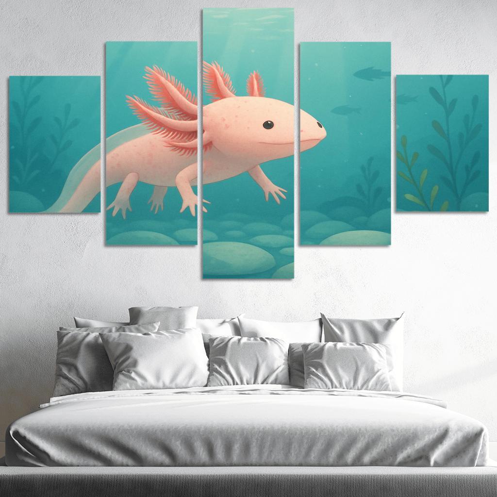 The Curious Axolotl In A Crystal Clear Lake decor