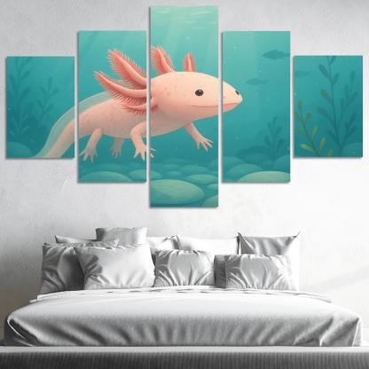 The Curious Axolotl In A Crystal Clear Lake decor