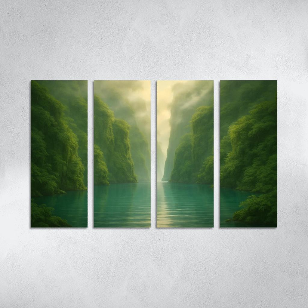 Hidden Lagoon Beneath The Jade Cliffs oil paintings frame