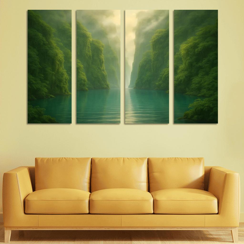 Hidden Lagoon Beneath The Jade Cliffs oil paintings frame
