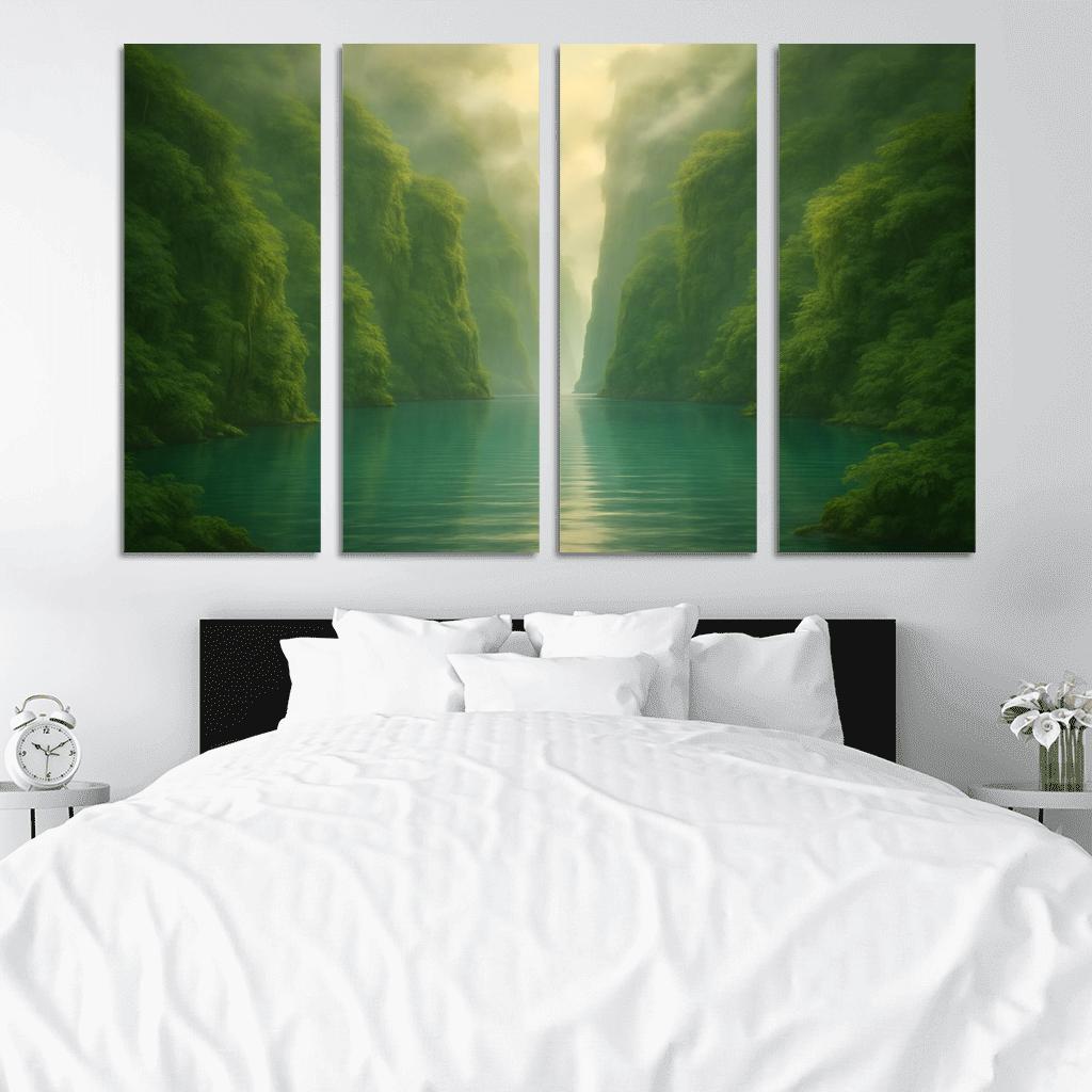 Hidden Lagoon Beneath The Jade Cliffs oil paintings frame