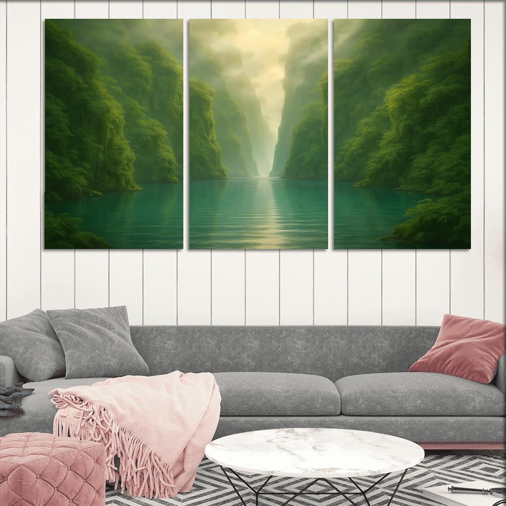 Hidden Lagoon Beneath The Jade Cliffs oil paintings frame