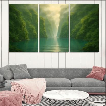 Hidden Lagoon Beneath The Jade Cliffs oil paintings frame