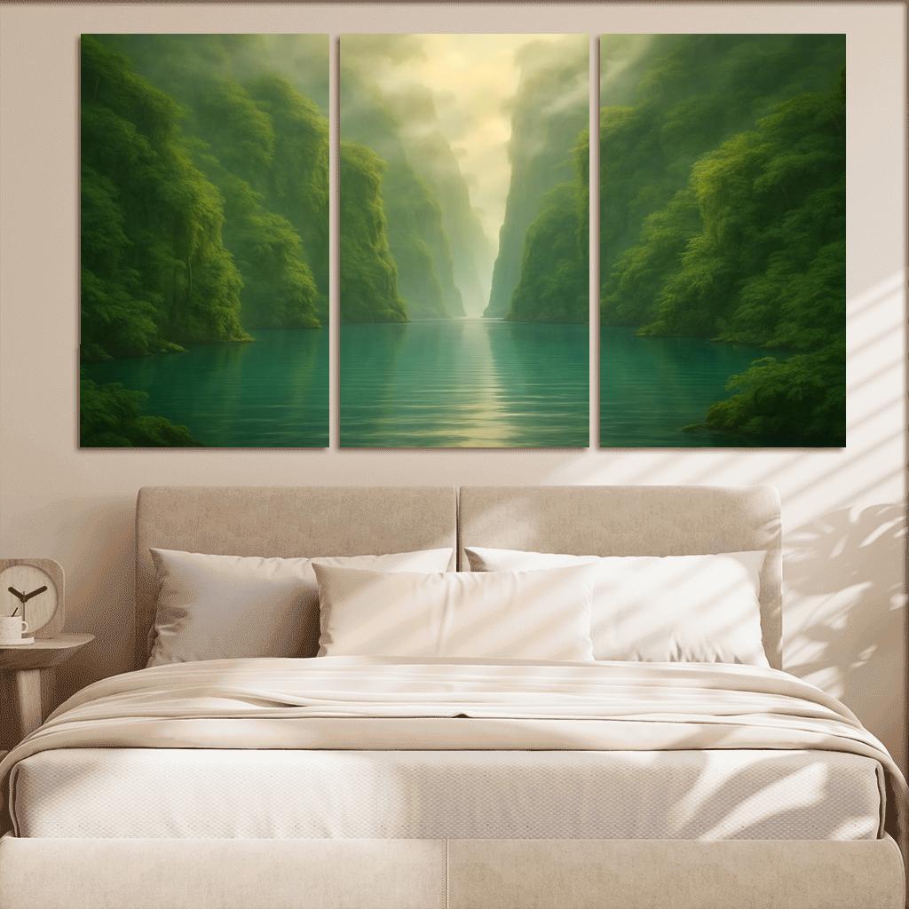 Hidden Lagoon Beneath The Jade Cliffs oil paintings frame