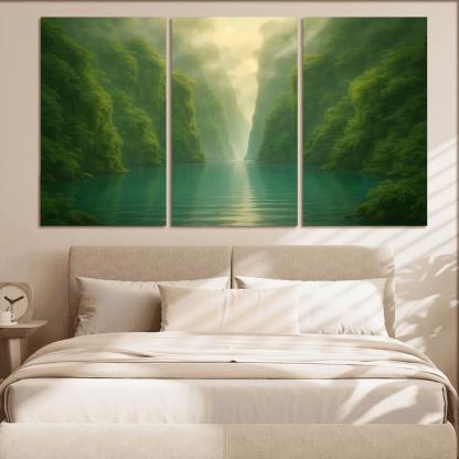 Hidden Lagoon Beneath The Jade Cliffs oil paintings frame