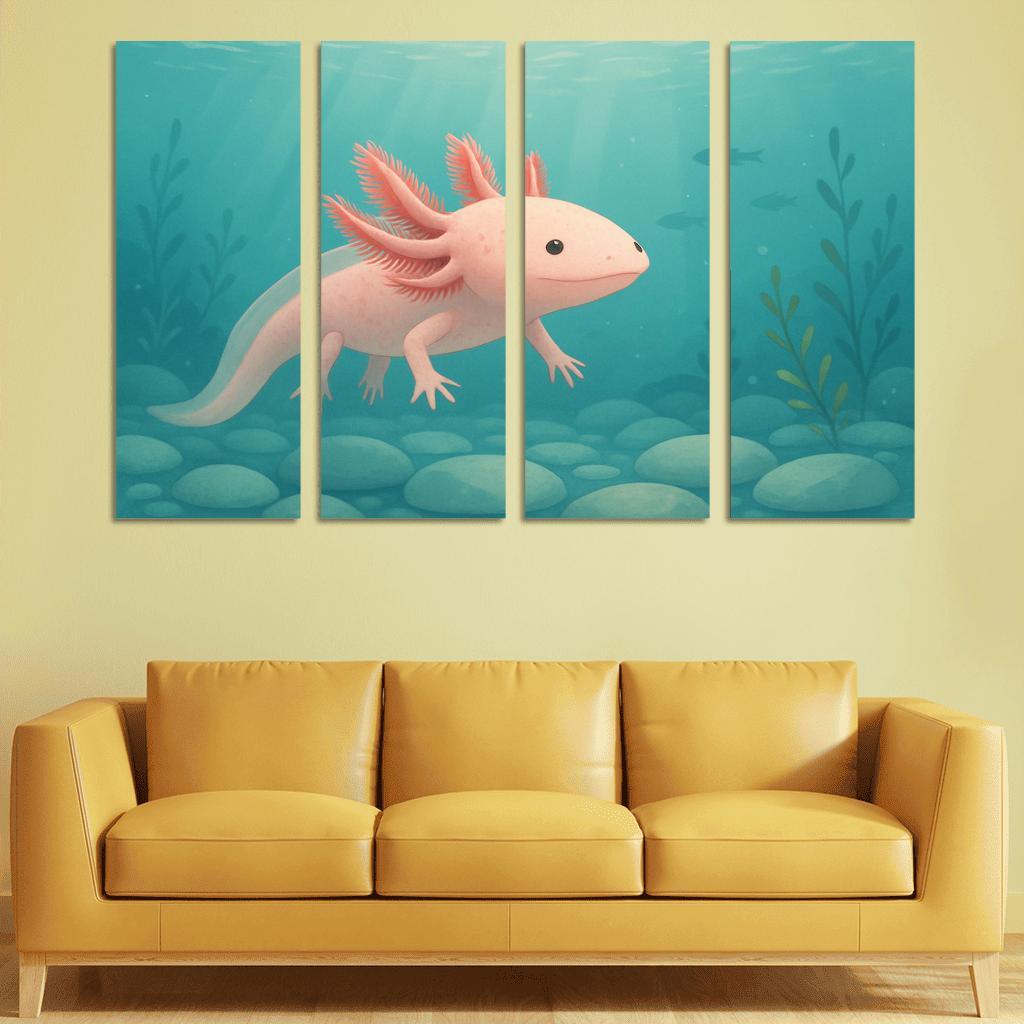 The Curious Axolotl In A Crystal Clear Lake decor