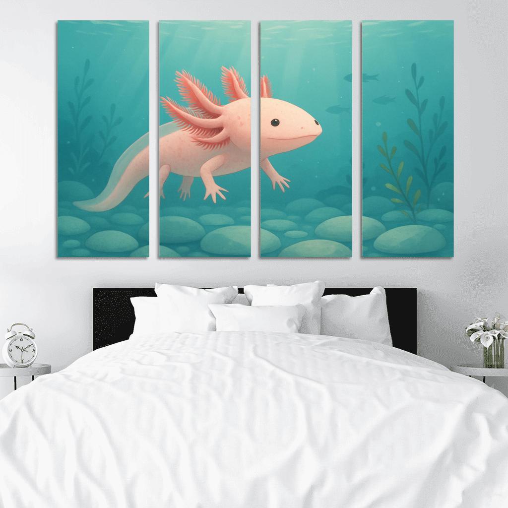 The Curious Axolotl In A Crystal Clear Lake decor