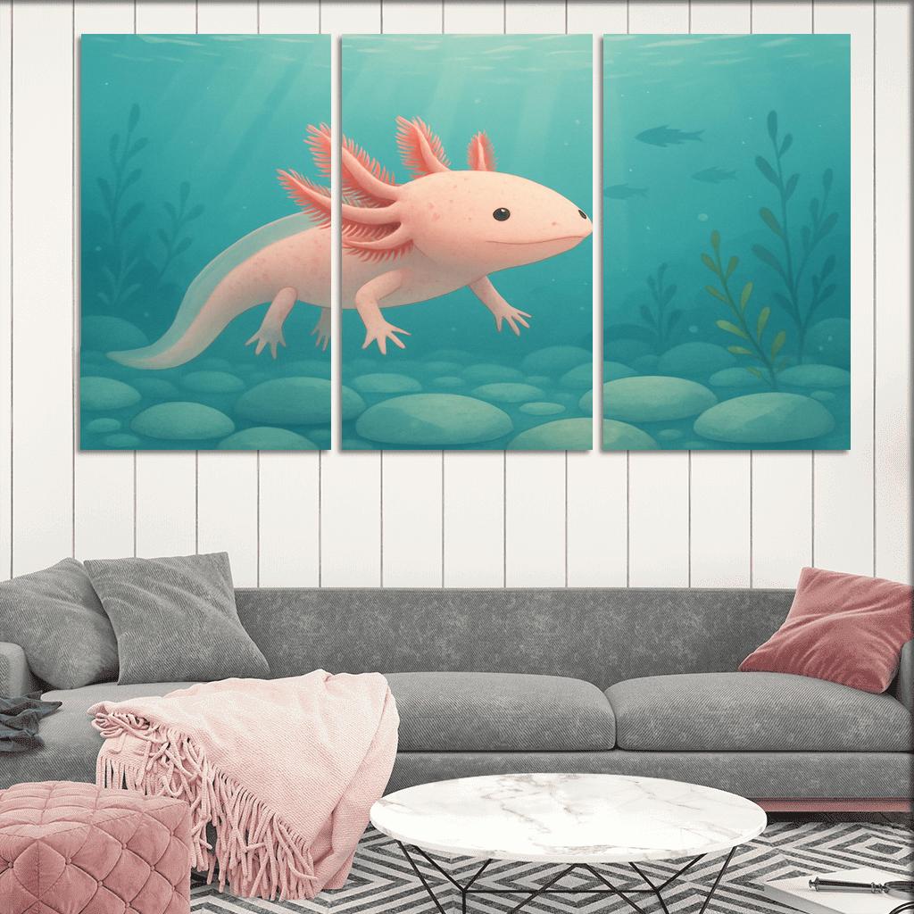 The Curious Axolotl In A Crystal Clear Lake decor