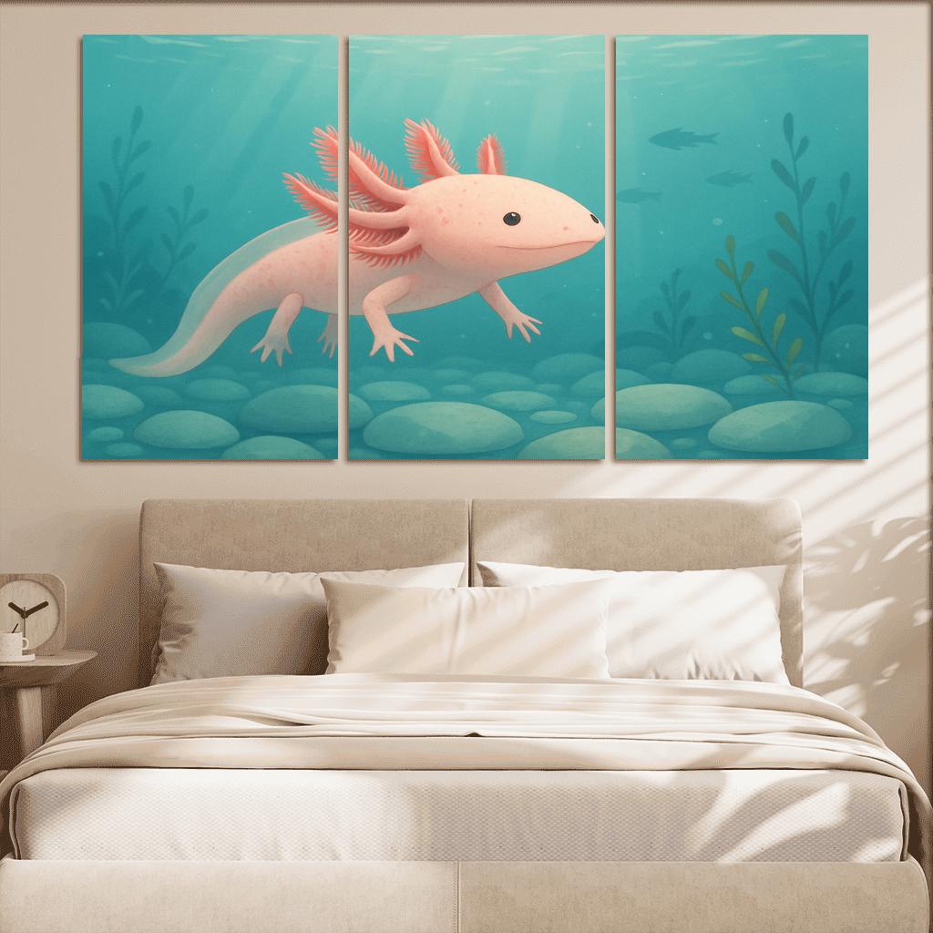 The Curious Axolotl In A Crystal Clear Lake decor