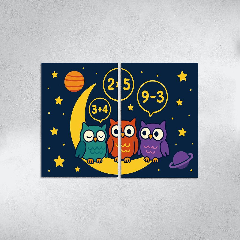 Moonlight Maths With The Cosmic Owls custom paintings frame