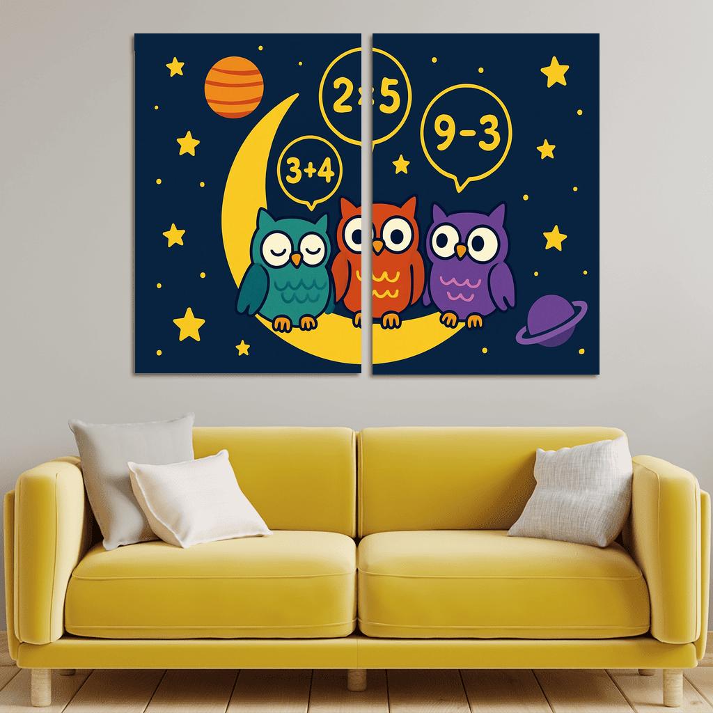 Moonlight Maths With The Cosmic Owls custom paintings frame
