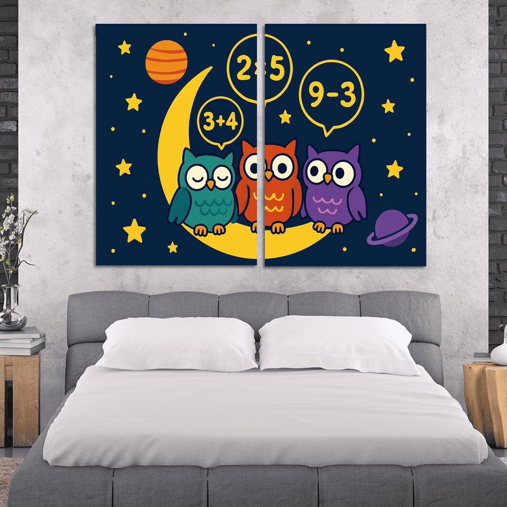 Moonlight Maths With The Cosmic Owls custom paintings frame