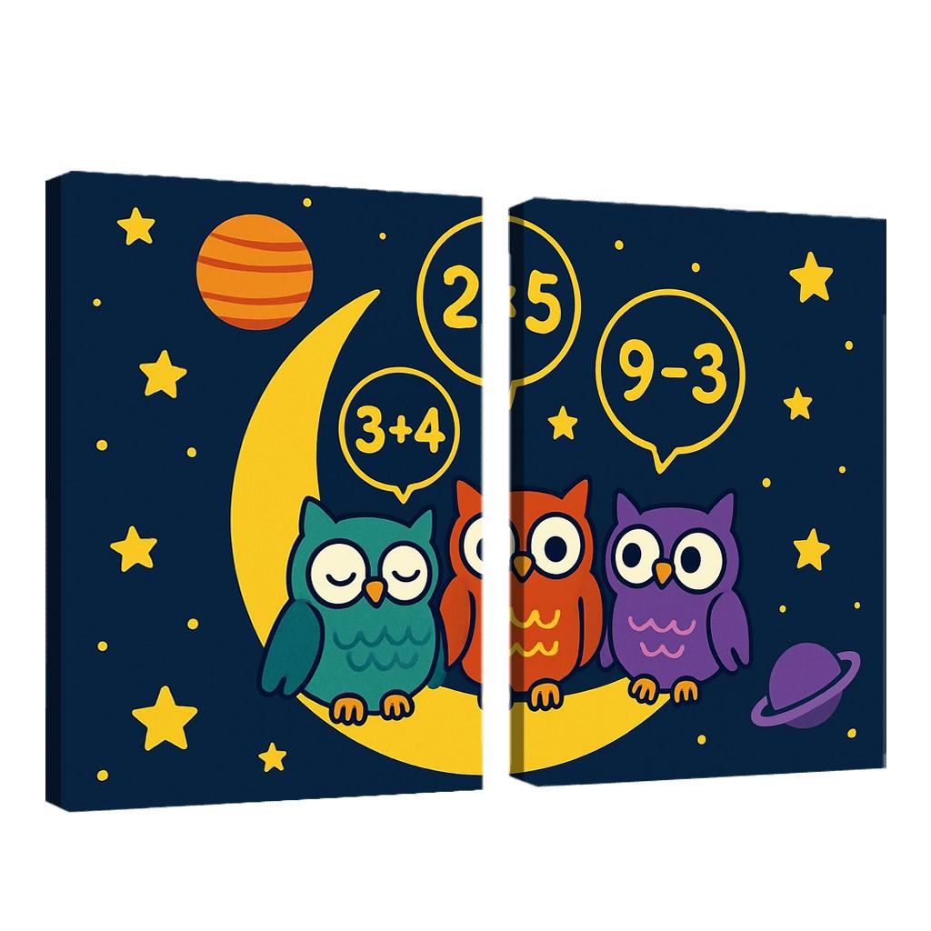 Moonlight Maths With The Cosmic Owls custom paintings frame
