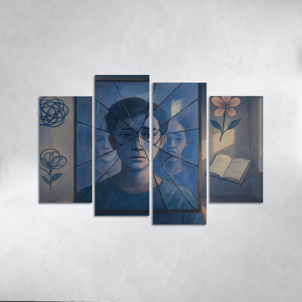 Fractured Reflections Healing The Silent Mind abstract paintings frame