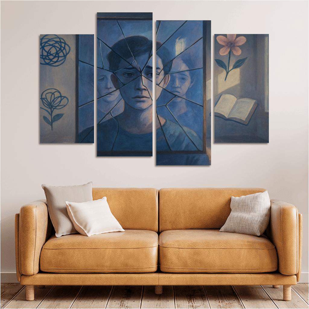 Fractured Reflections Healing The Silent Mind abstract paintings frame