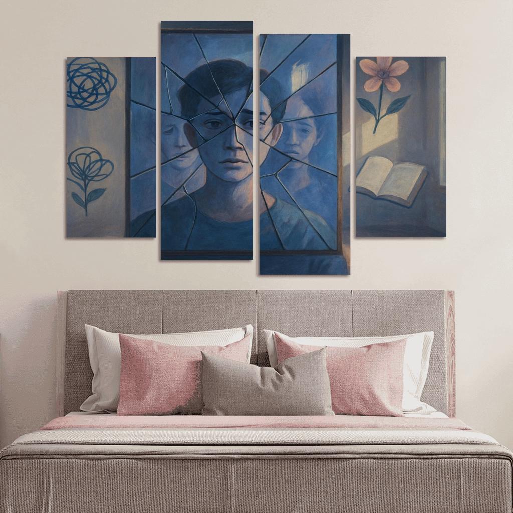 Fractured Reflections Healing The Silent Mind abstract paintings frame