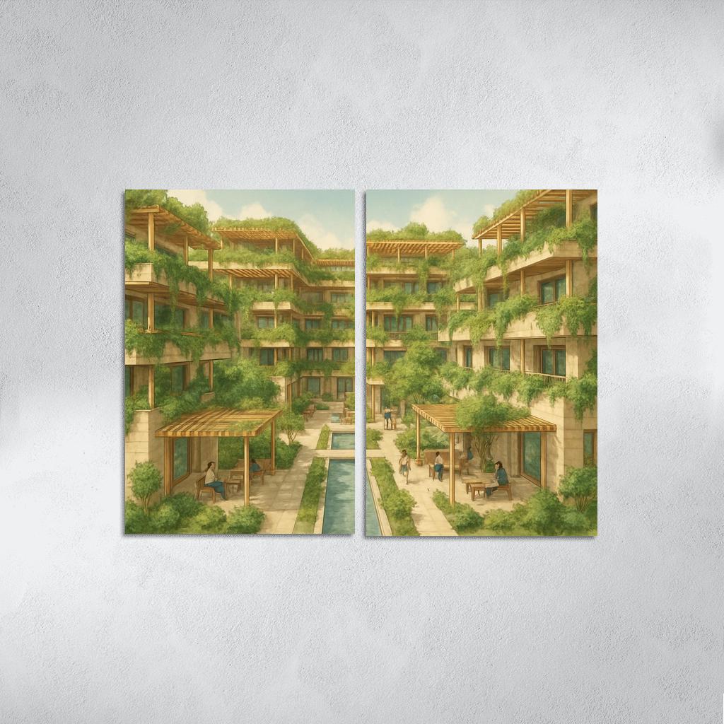 Terraced Canopy Courtyard multi-panel paintings