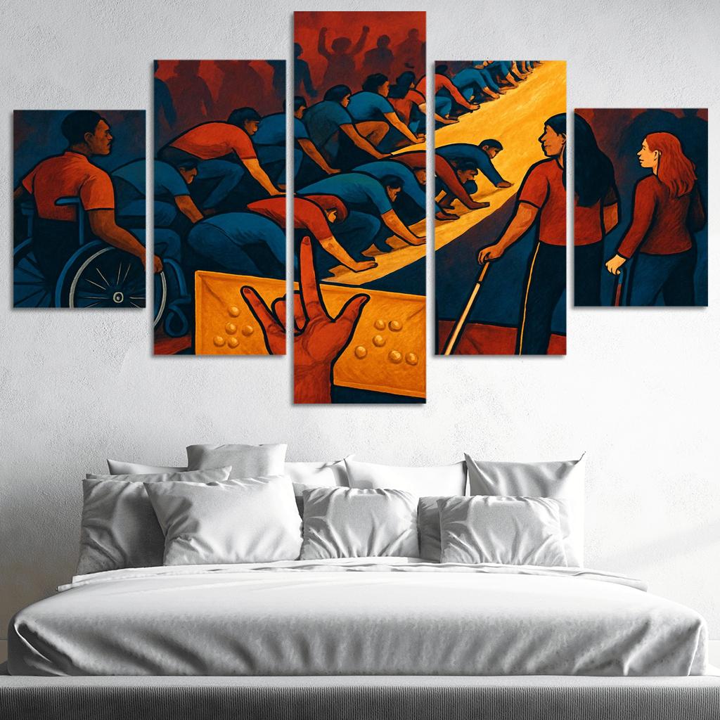Invisible Ramps Art For Disability Justice multi-panel paintings