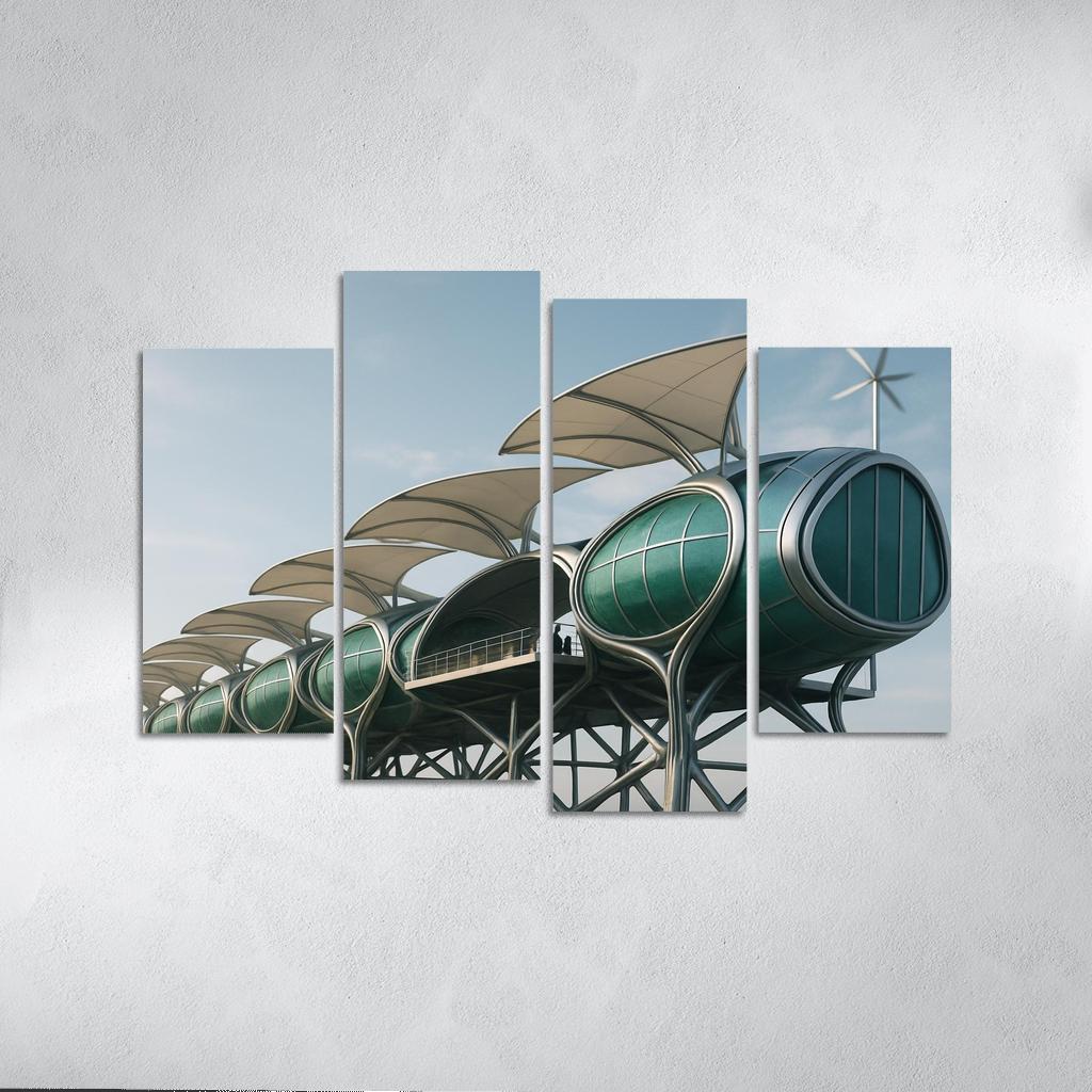 Symbiotic Wind Spine Habitat multi-panel paintings