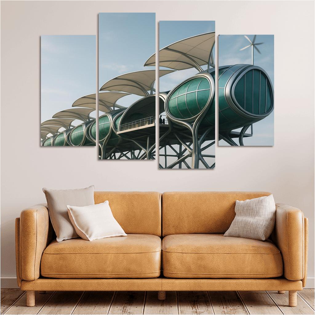 Symbiotic Wind Spine Habitat multi-panel paintings
