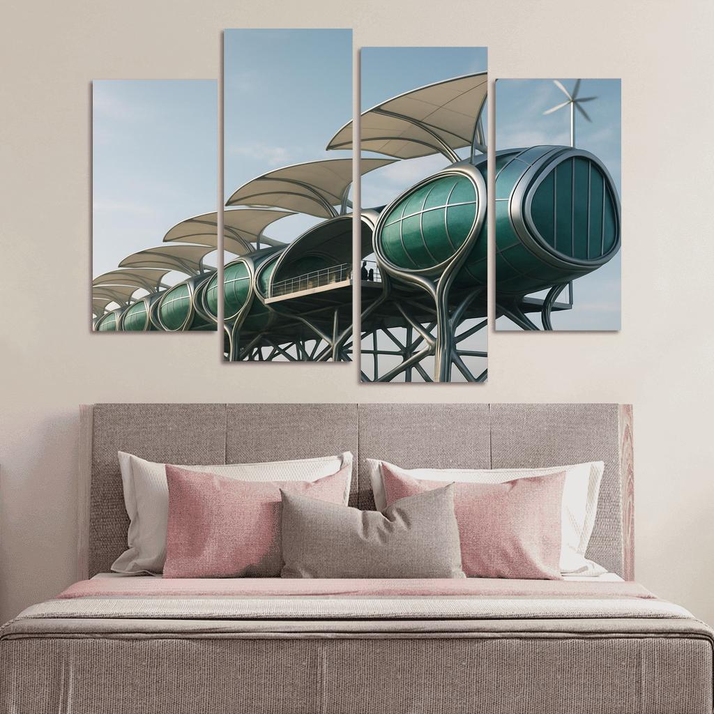 Symbiotic Wind Spine Habitat multi-panel paintings