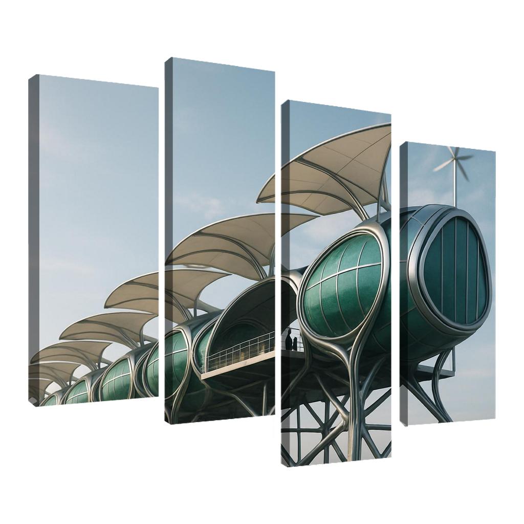 Symbiotic Wind Spine Habitat multi-panel paintings