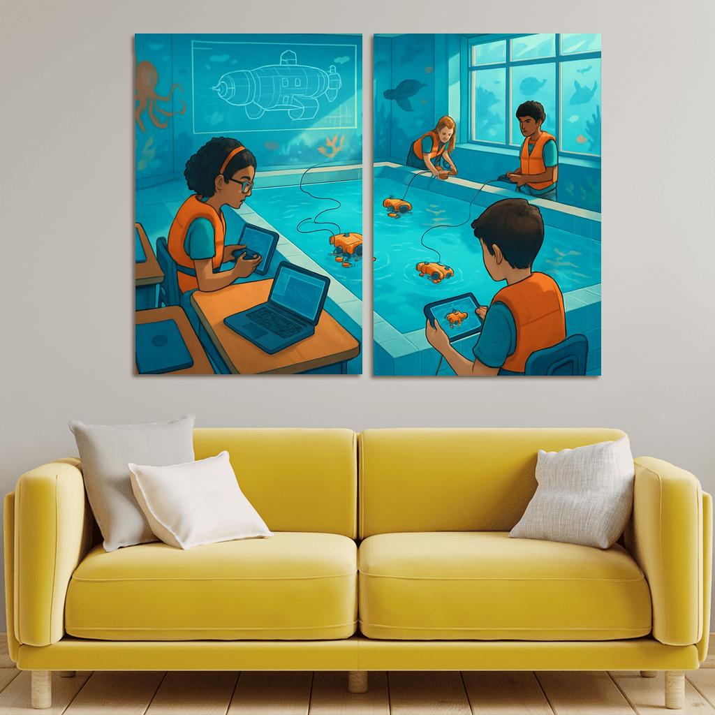 Immersive Ocean Robotics Classroom abstract paintings frame
