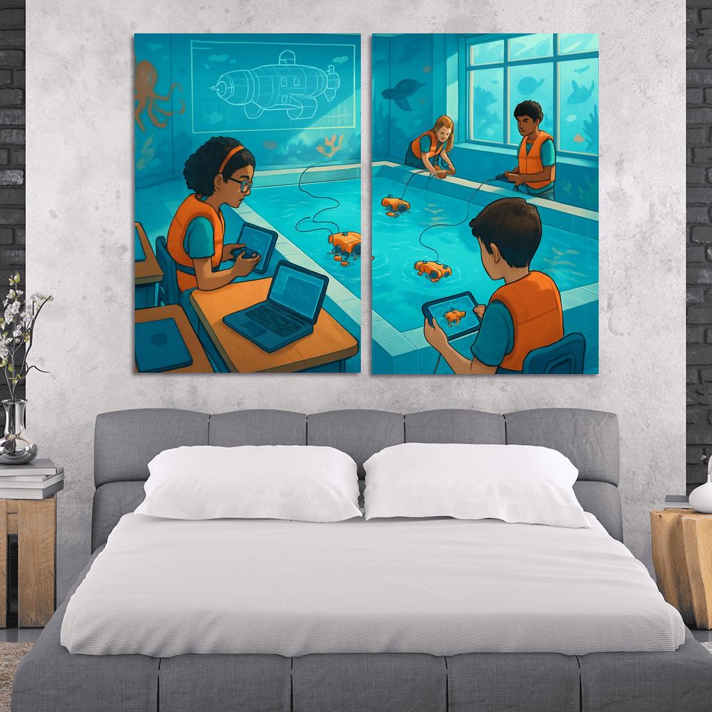 Immersive Ocean Robotics Classroom abstract paintings frame