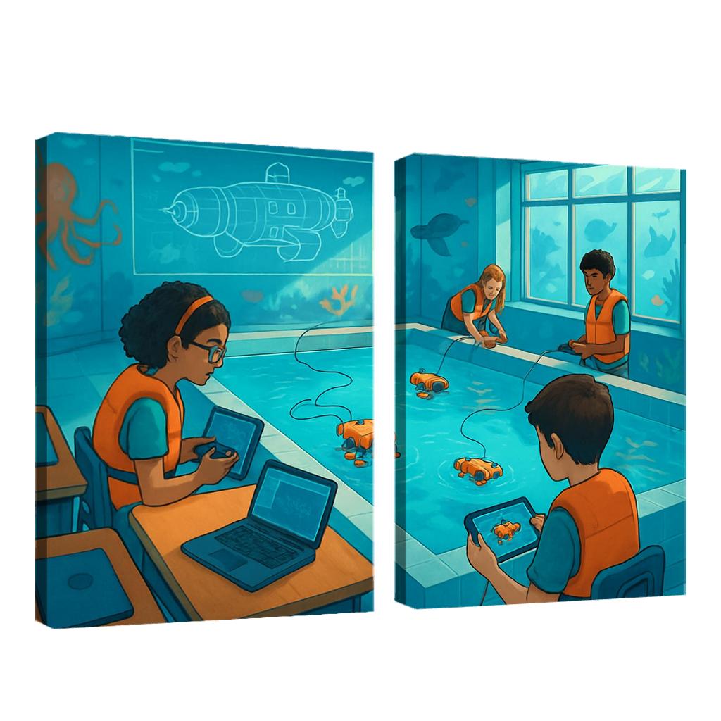 Immersive Ocean Robotics Classroom abstract paintings frame