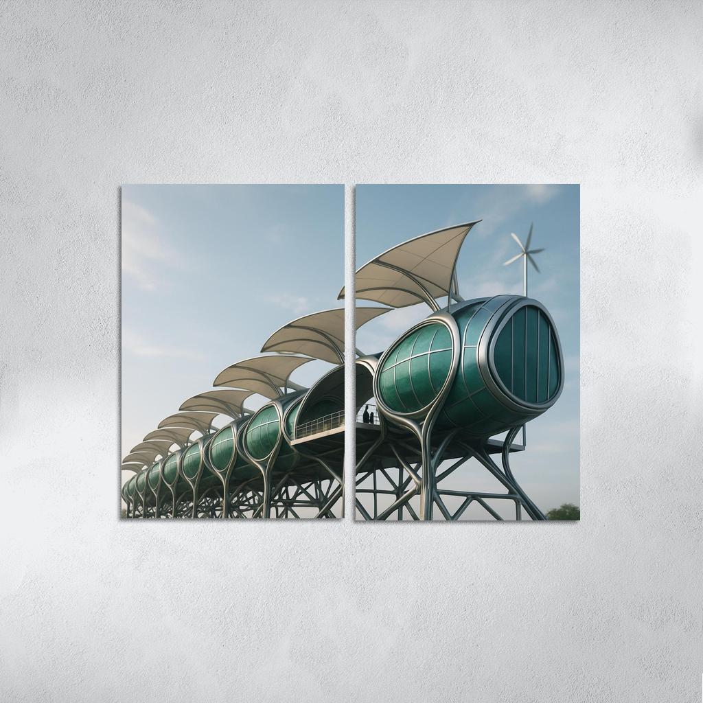 Symbiotic Wind Spine Habitat multi-panel paintings