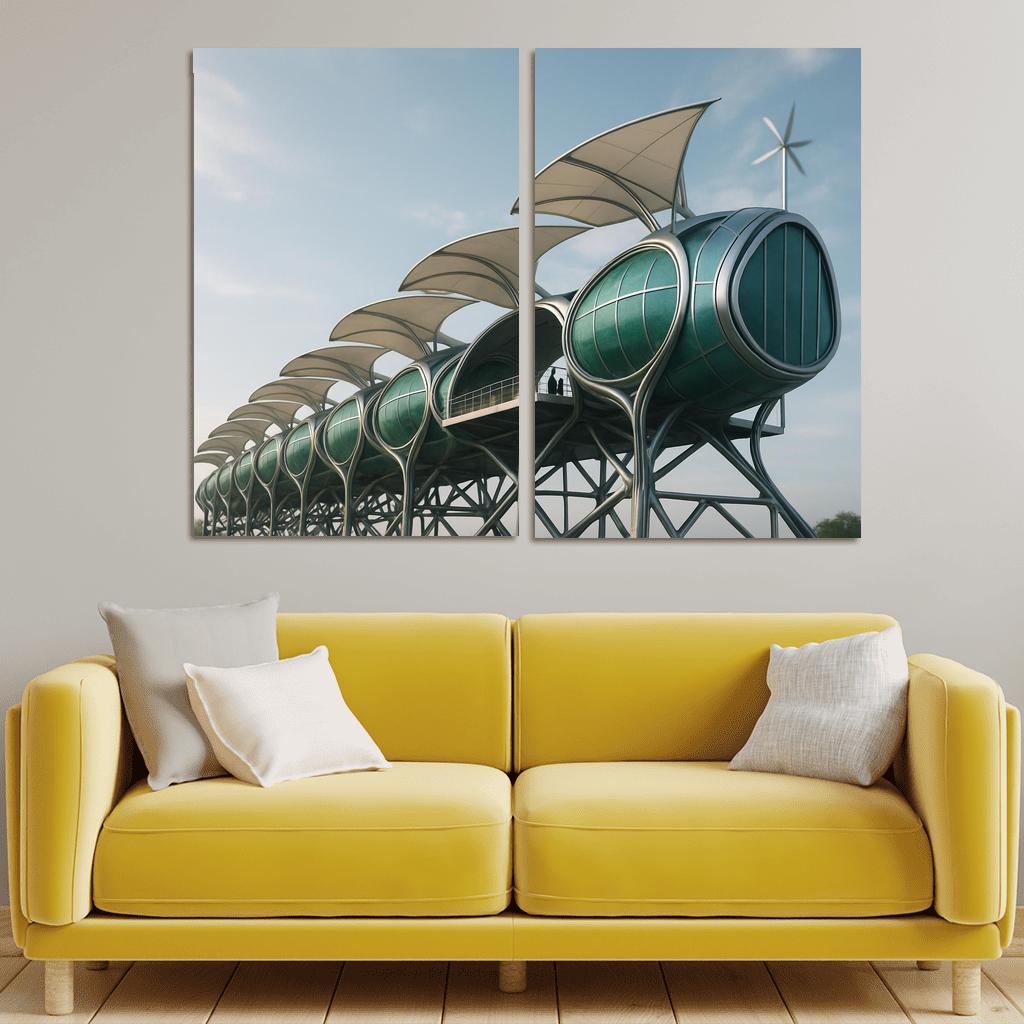 Symbiotic Wind Spine Habitat multi-panel paintings