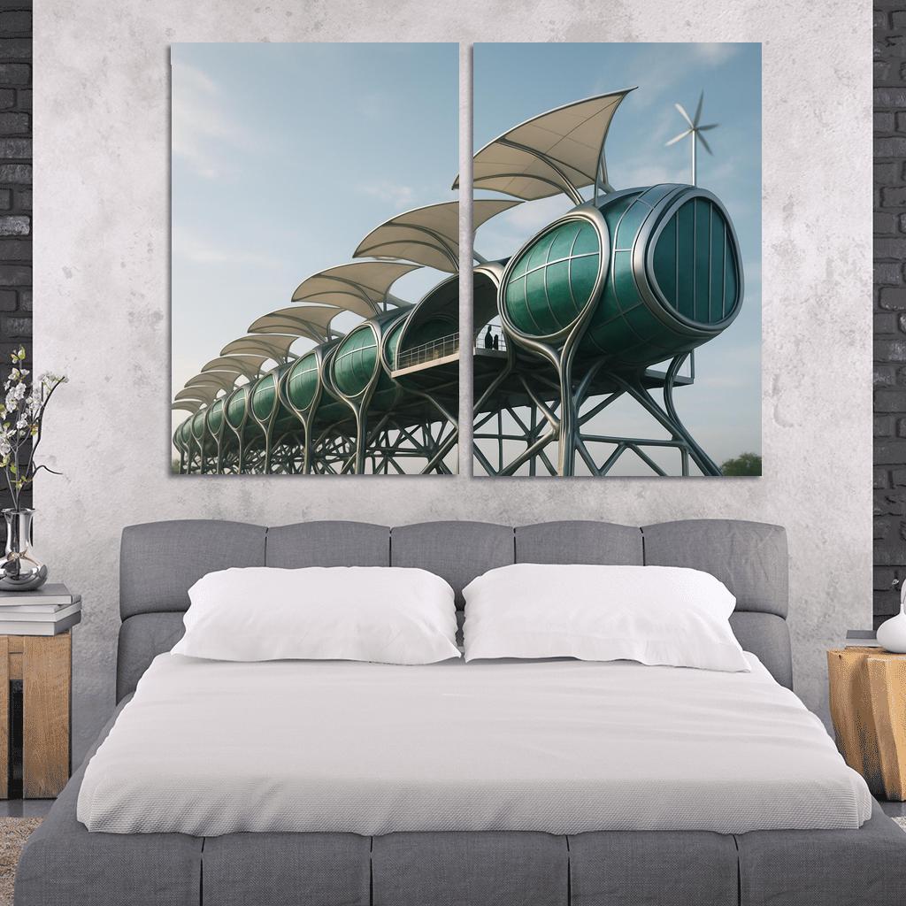 Symbiotic Wind Spine Habitat multi-panel paintings
