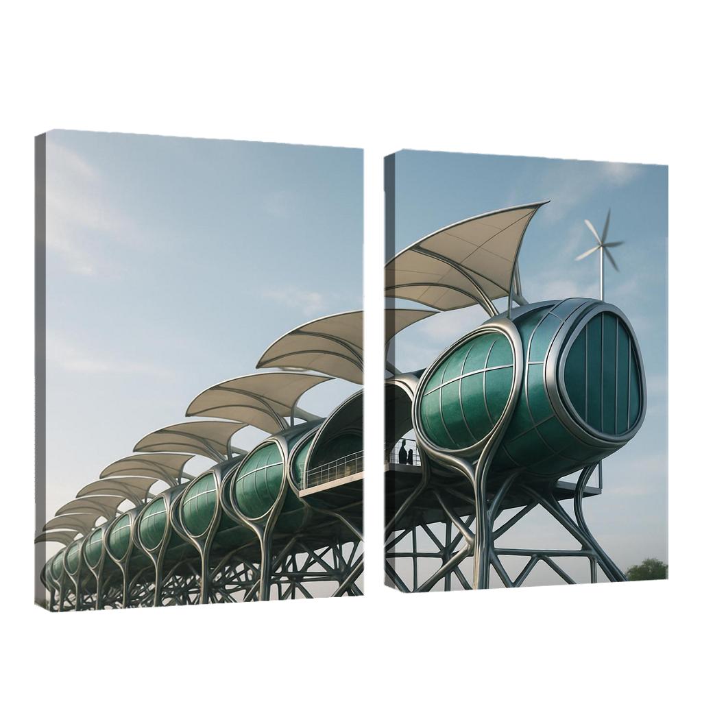 Symbiotic Wind Spine Habitat multi-panel paintings