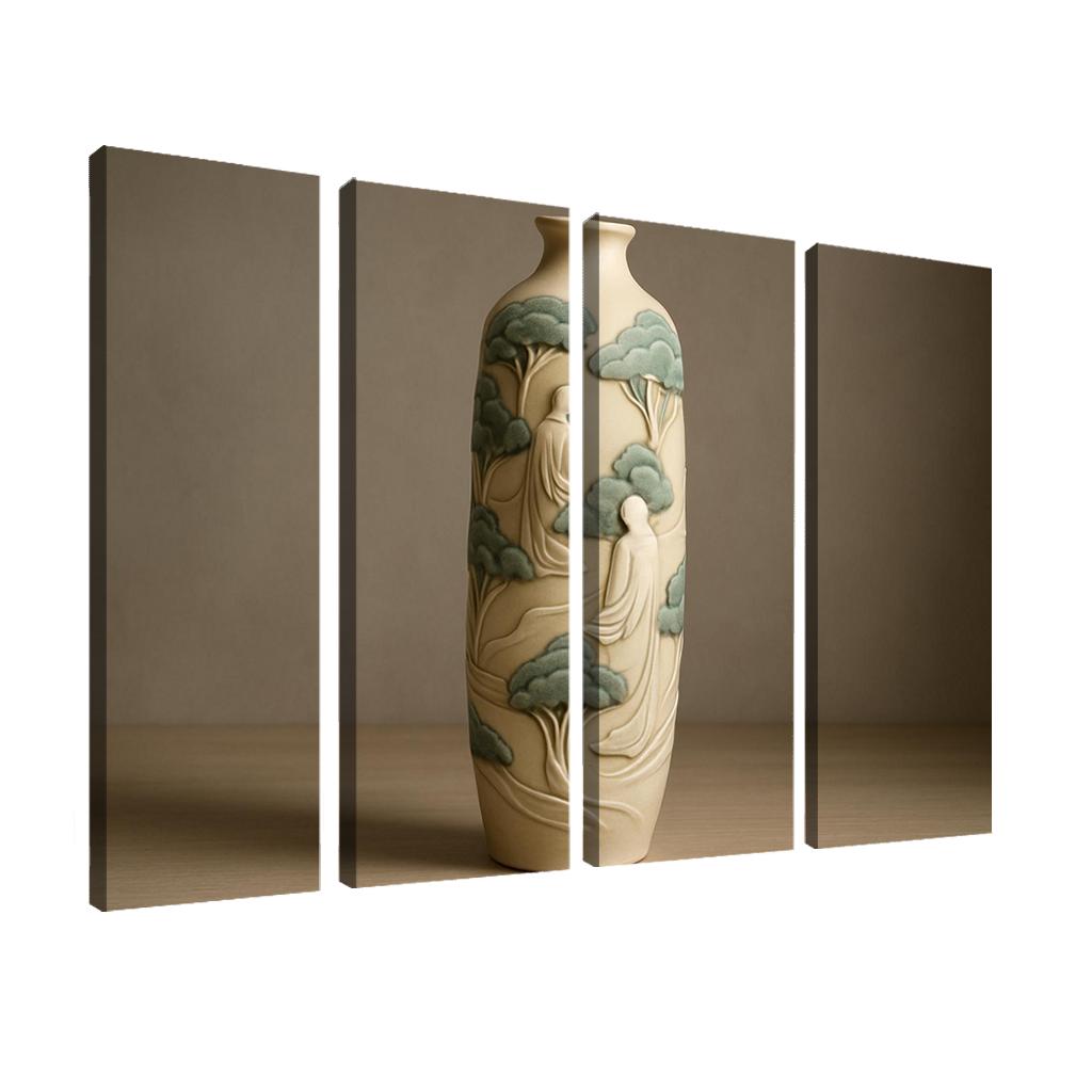 Sculpted Porcelain Storyteller Vase multi-panel paintings