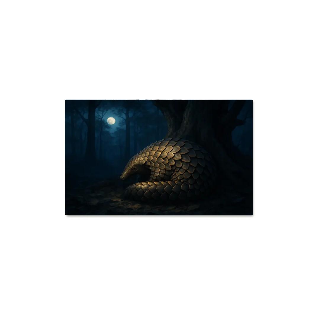 The Armored Pangolin Under Starlit Trees premium artwork frames