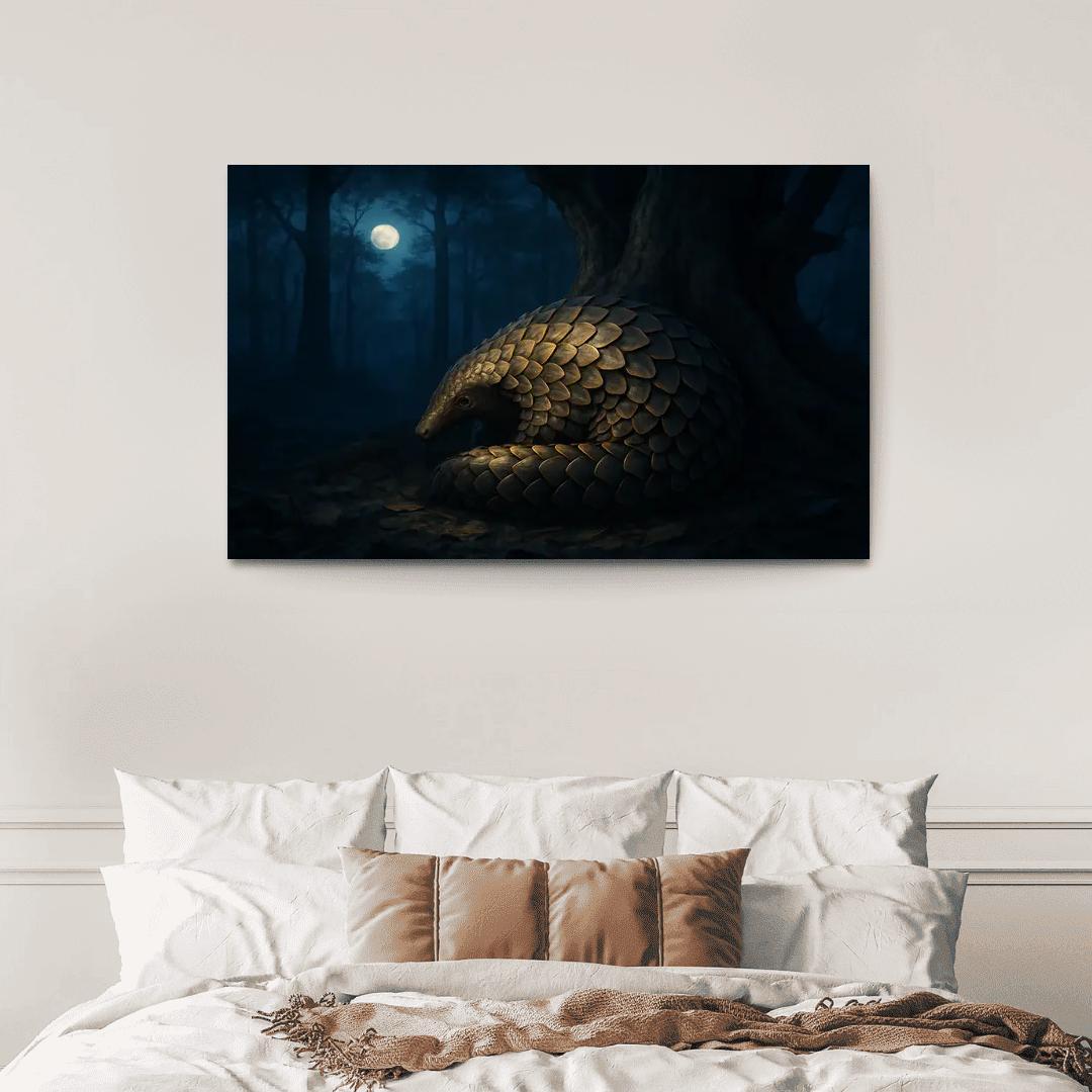 The Armored Pangolin Under Starlit Trees premium artwork frames
