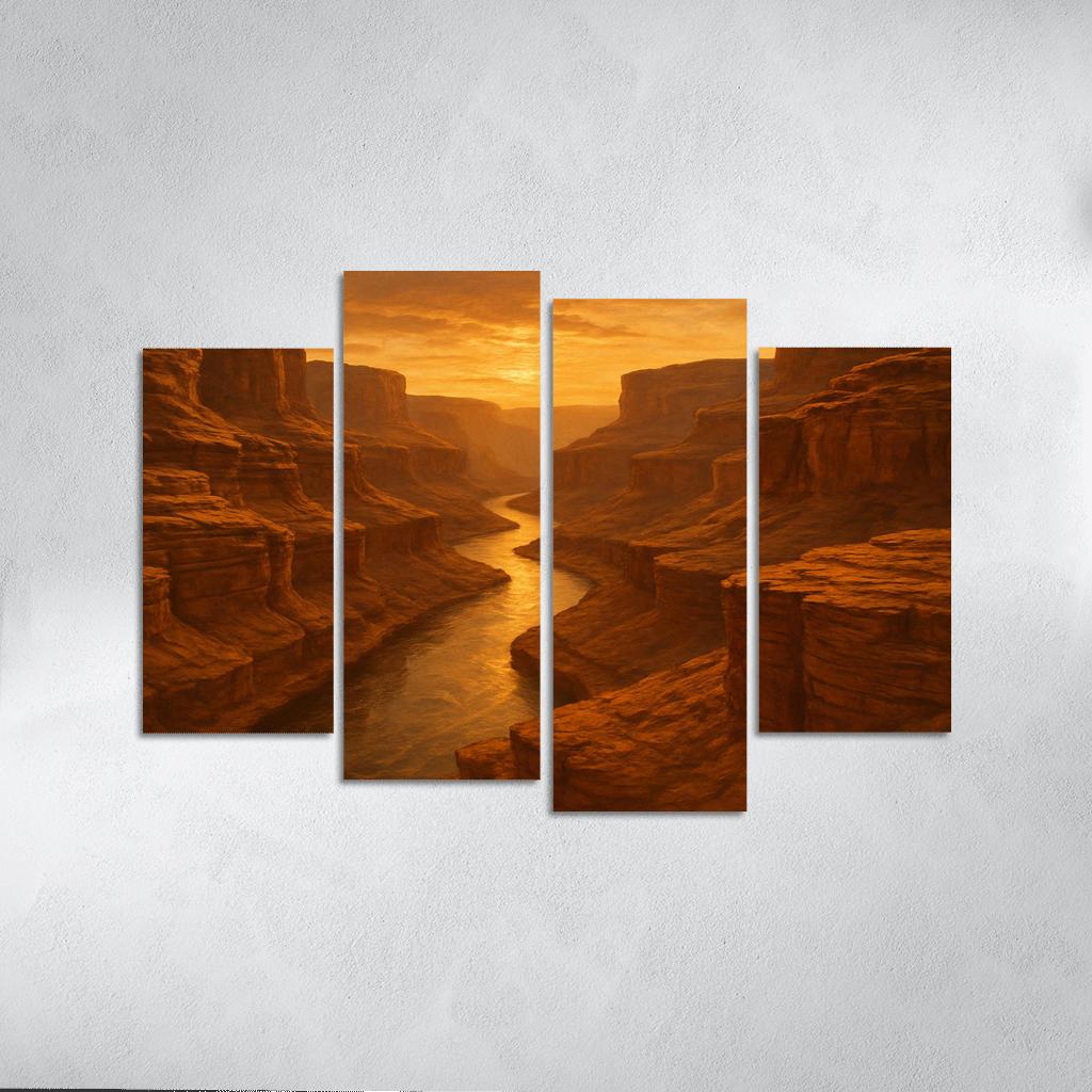 Amber Dusk Over Sandstone Canyon modern paintings frame