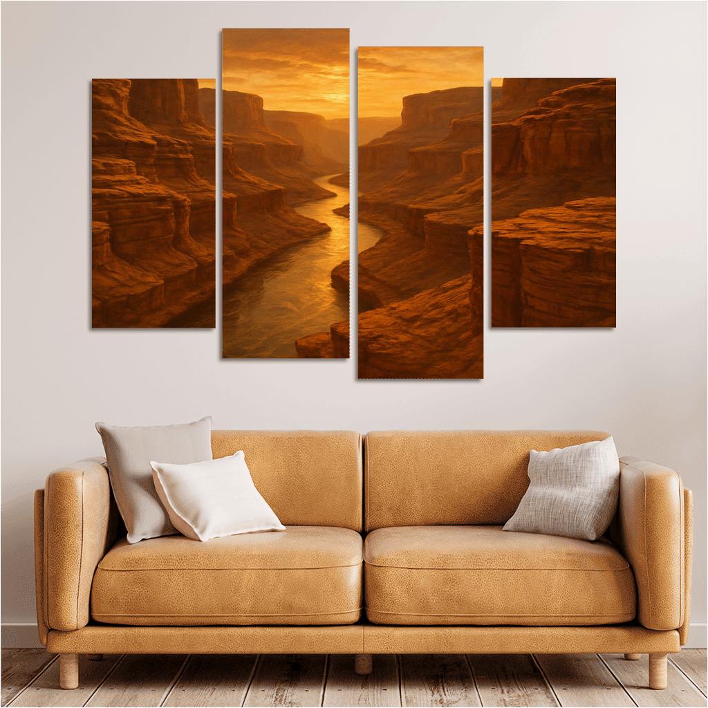Amber Dusk Over Sandstone Canyon modern paintings frame