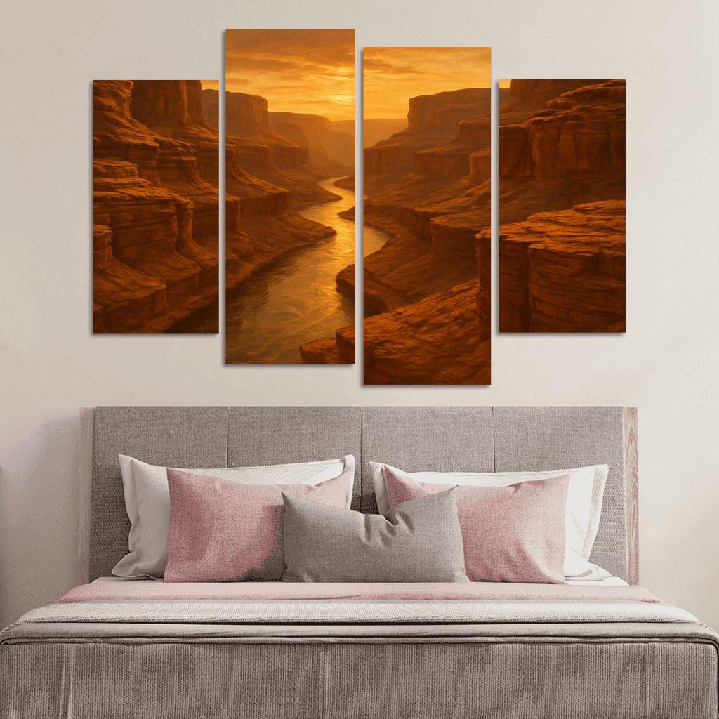 Amber Dusk Over Sandstone Canyon modern paintings frame